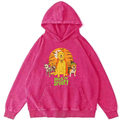 Cute Dog Halloween Vintage Distressed Hoodie-Zazasy