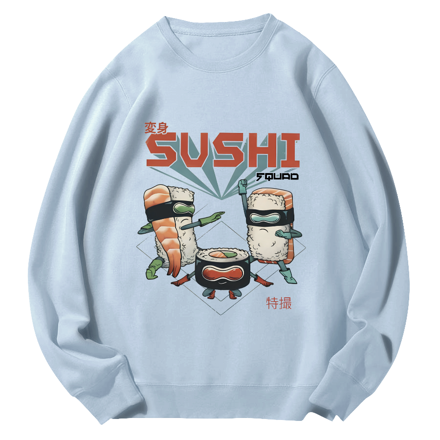 Tokyo Sushi Round Neck Sweatshirt-Zazasy