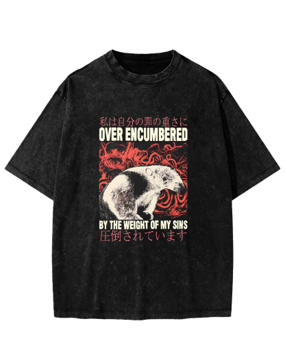 Retro Animal Pattern Japanese Style Vintage Distressed T-shirt-Zazasy