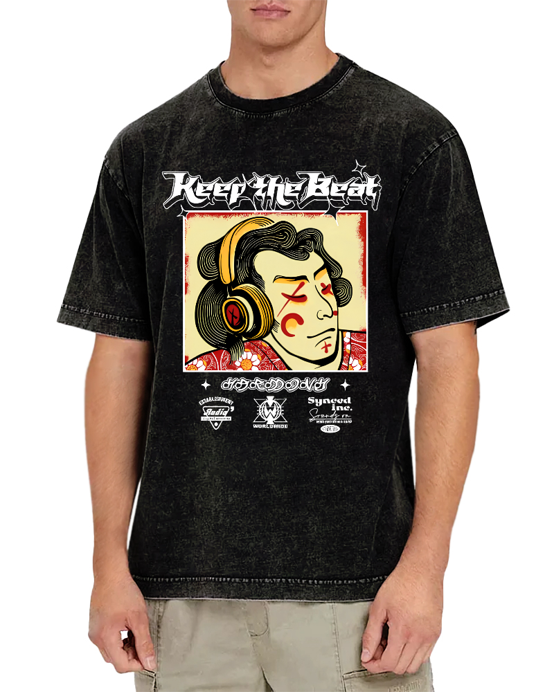 Samurai Charging Time Retro Vintage Washed T-shirt