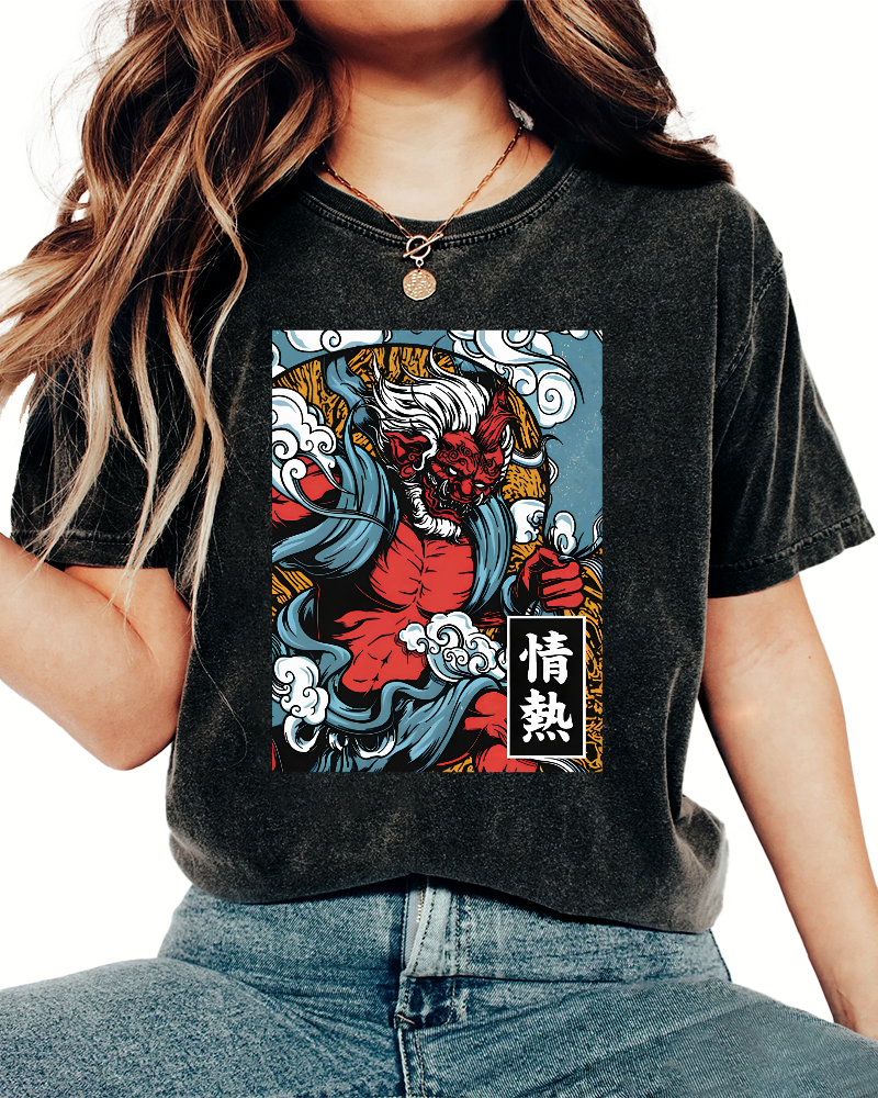 Passionate Japanese Text Vintage Distressed T-shirt-Zazasy
