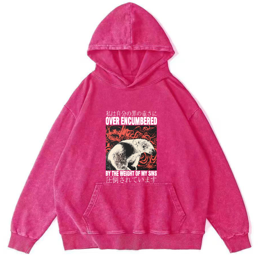 Retro Animal Pattern Japanese Style Vintage Distressed Hoodie-Zazasy