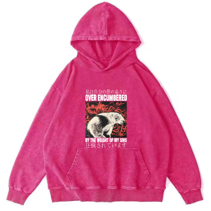 Retro Animal Pattern Japanese Style Vintage Distressed Hoodie-Zazasy