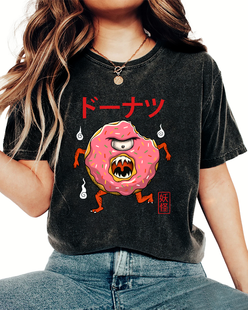 Doughnut Monster Vintage Washed T-shirt-Zazasy
