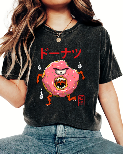 Doughnut Monster Vintage Washed T-shirt-Zazasy