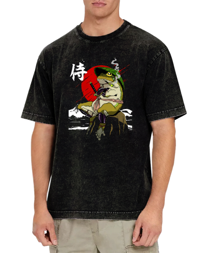 Frog Guard Japanese Style Vintage Distressed T-shirt-Zazasy