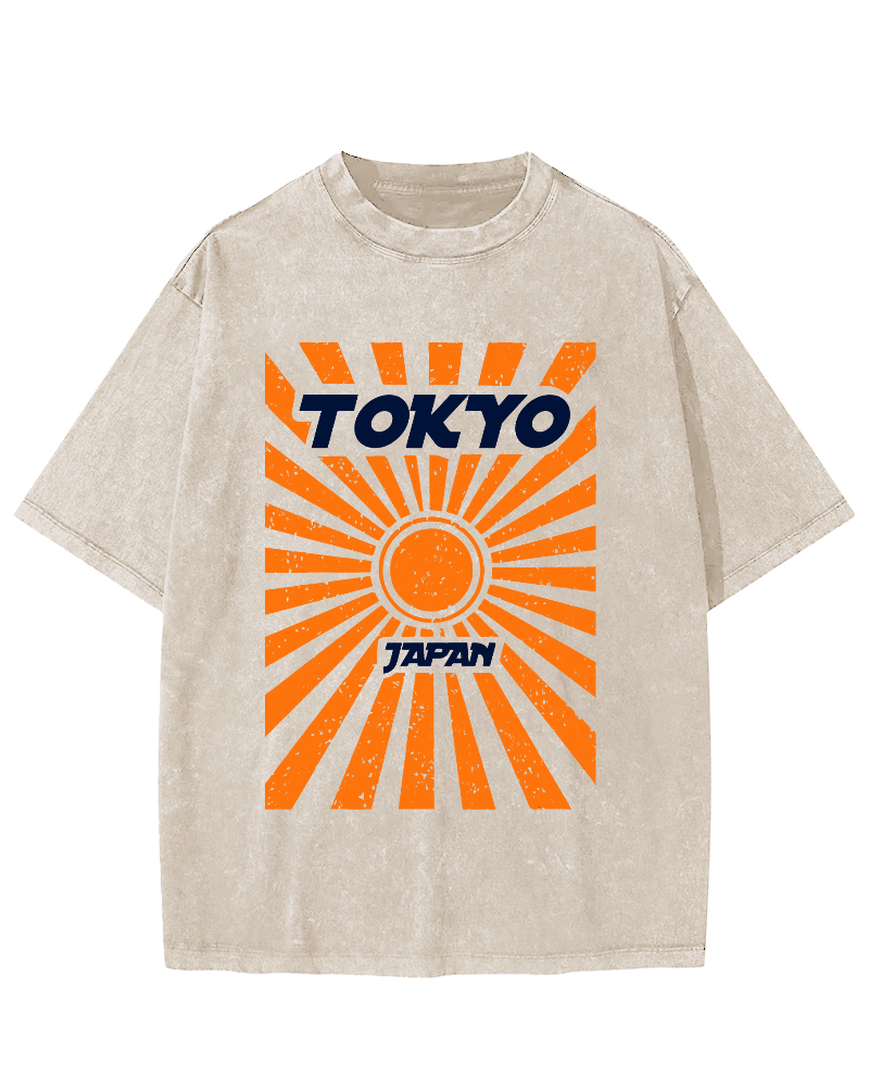 Tokyo, Japan Vintage Washed T-shirt-Zazasy