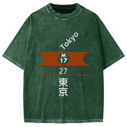 Tokyo Station of Marunouchi LIne Vintage Washed T-shirt
