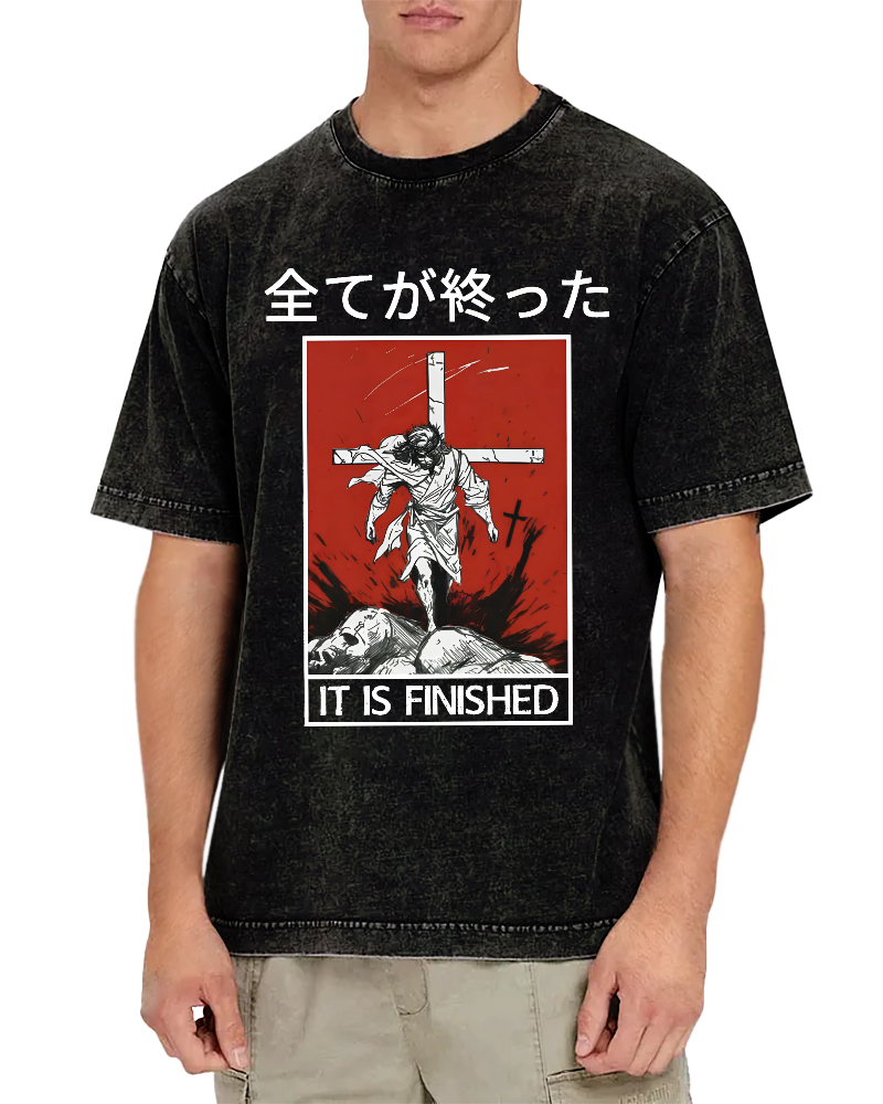It Is Finished Vintage Washed T-shirt-Zazasy