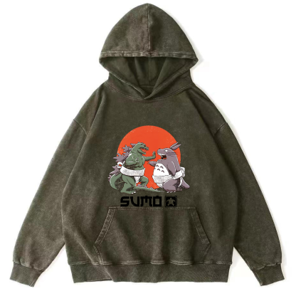 Cartoon Monster Japanese Style Vintage Distressed Hoodie-Zazasy