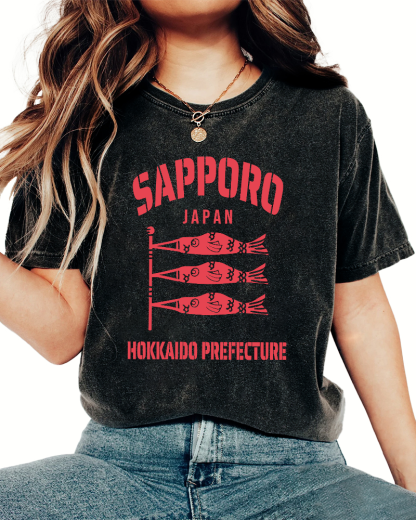 Sapporo Hokkaido Prefecture Vintage Washed T-shirt-Zazasy