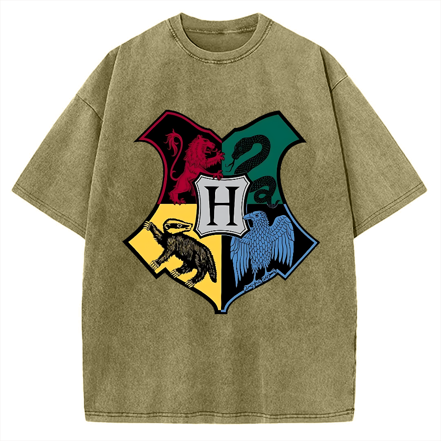 Animal Heraldry Shield Vintage Washed T-shirt