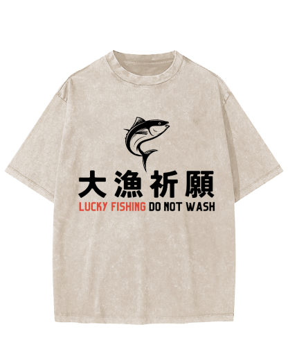 LUCKY  FISHING DO NOT WASH  Japanese Vintage Distressed T-shirt-Zazasy