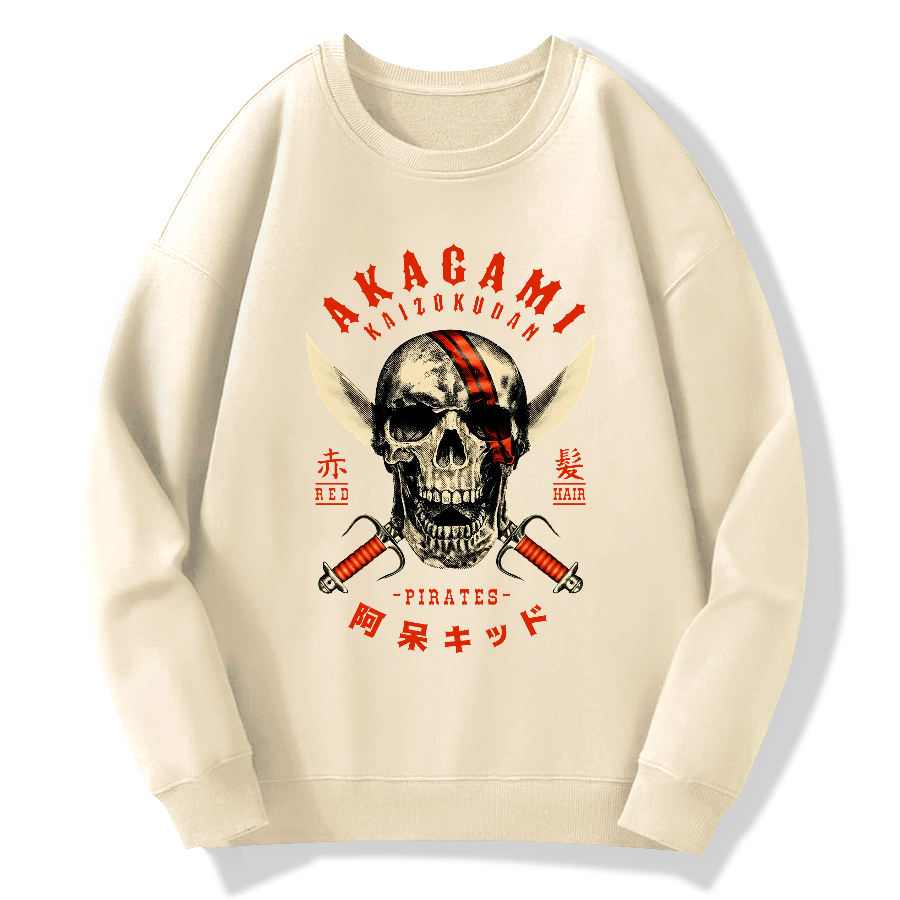 Skull Street Retro Cotton Pullover Sweatshirt