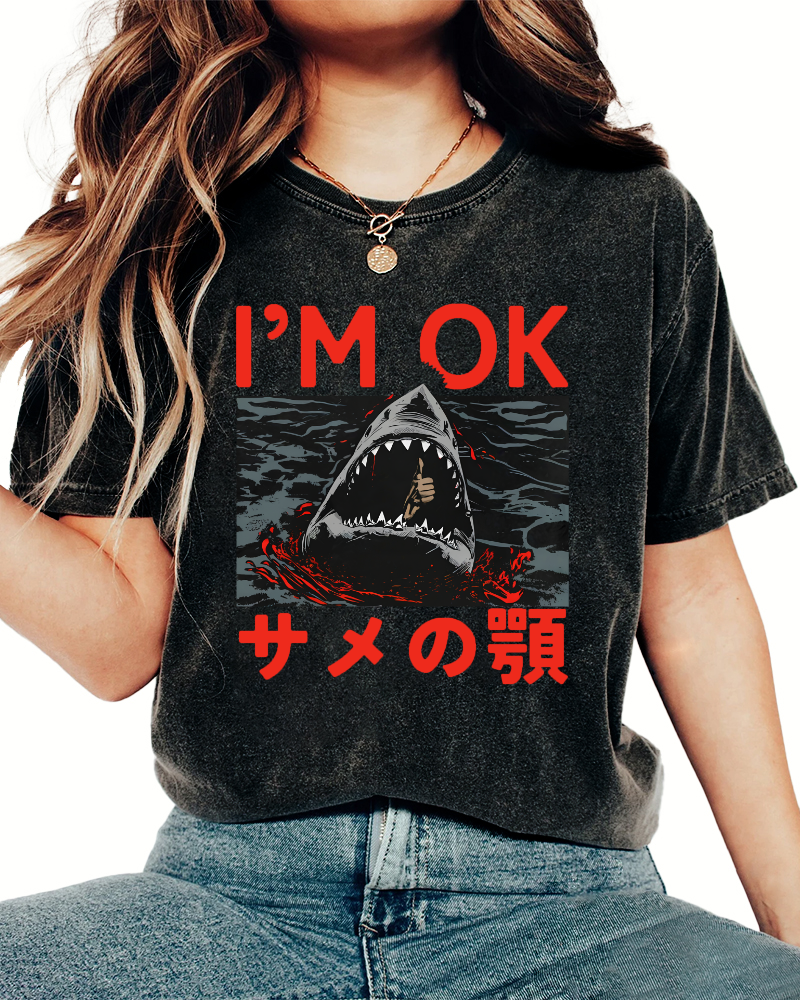 IM OK Japanese Style Vintage Washed T-shirt-Zazasy