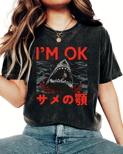 IM OK Japanese Style Vintage Washed T-shirt-Zazasy