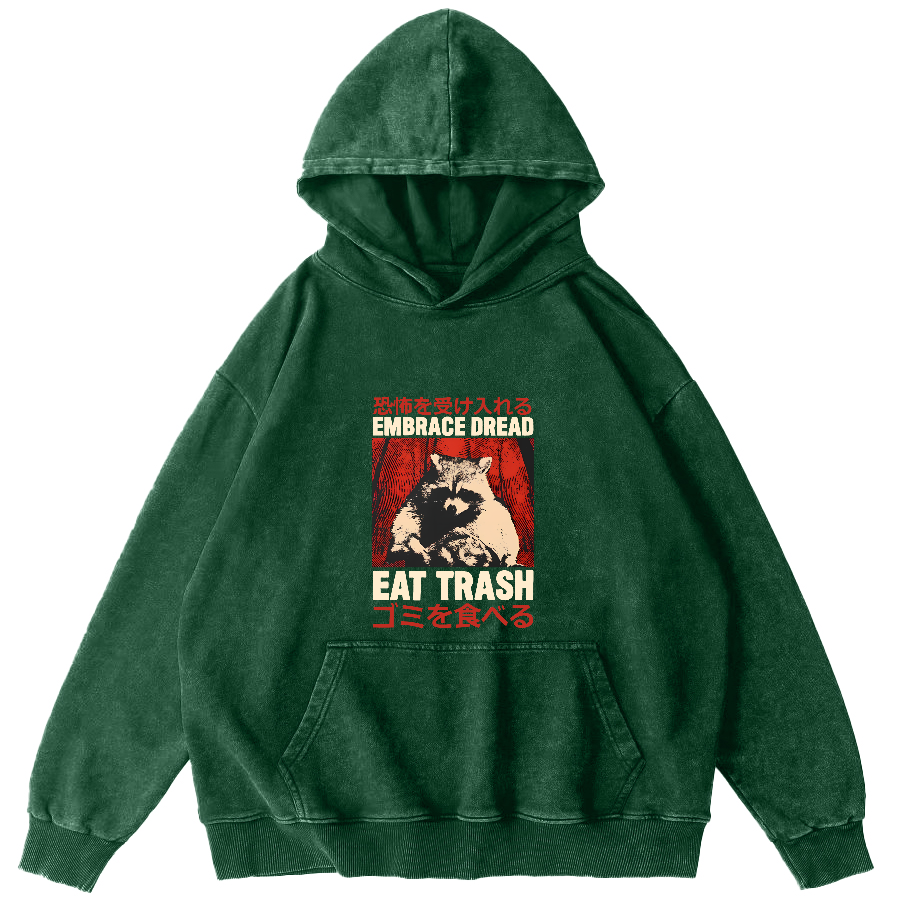 Raccoon Pattern Japanese Style Vintage Distressed Hoodie-Zazasy
