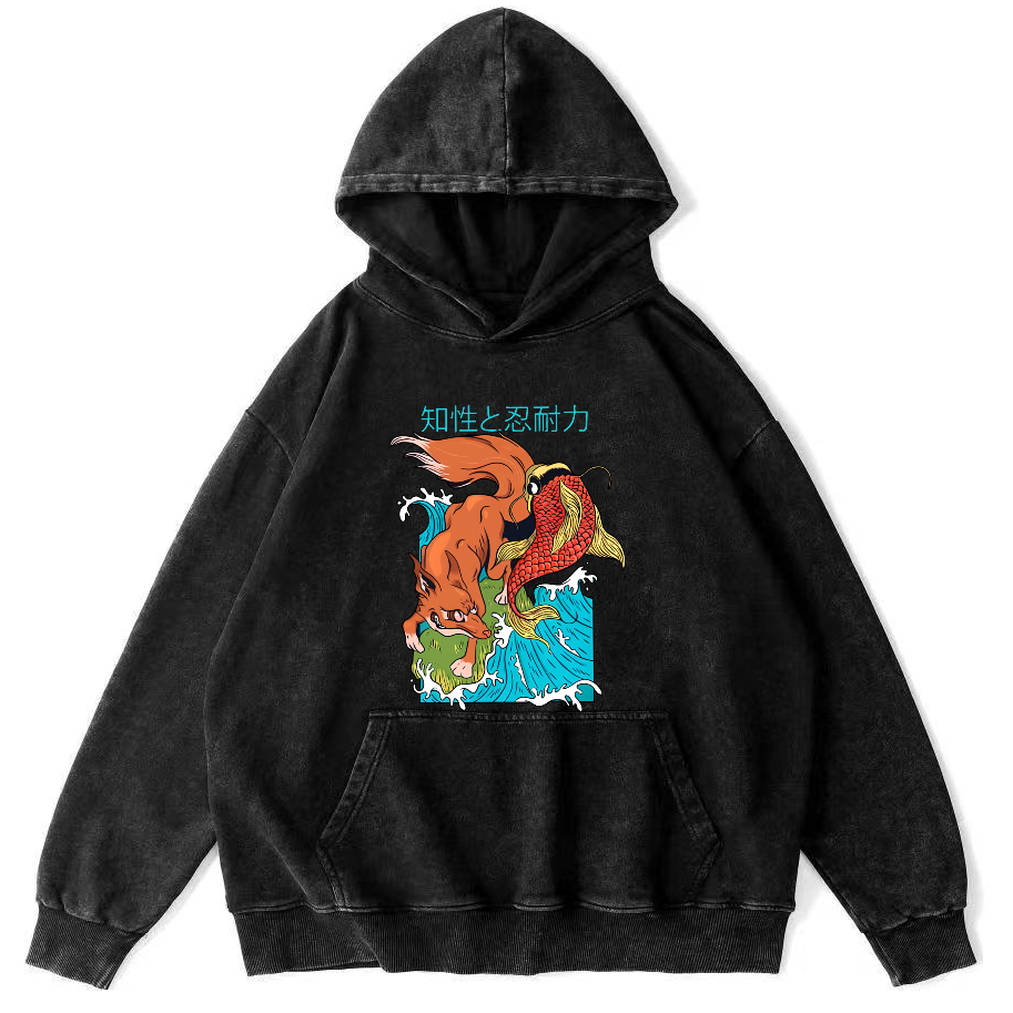 Intellectual Endurance Vintage Distressed Hoodie-Zazasy