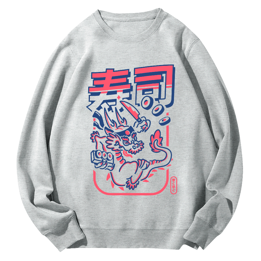 Japanese Sushi Round Neck Sweatshirt-Zazasy