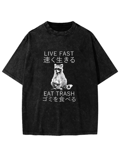 Japanese Cute Animal Pattern Vintage Distressed T-shirt-Zazasy