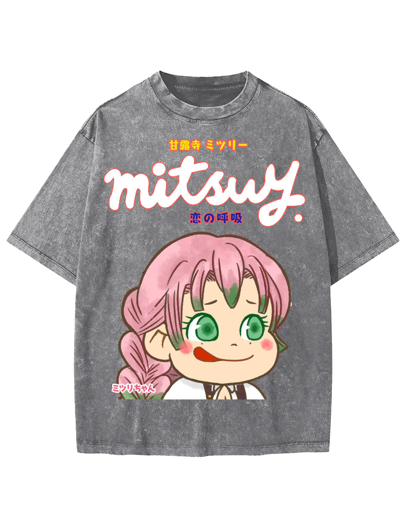 Japanese Anime Mitsuri Vintage Washed T-shirt