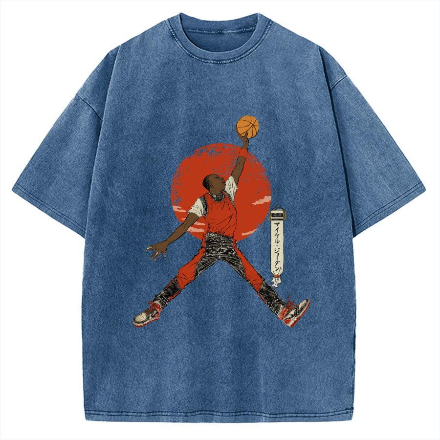 Ukiyo-e Style Basketball Player Michael Vintage Washed T-shirt