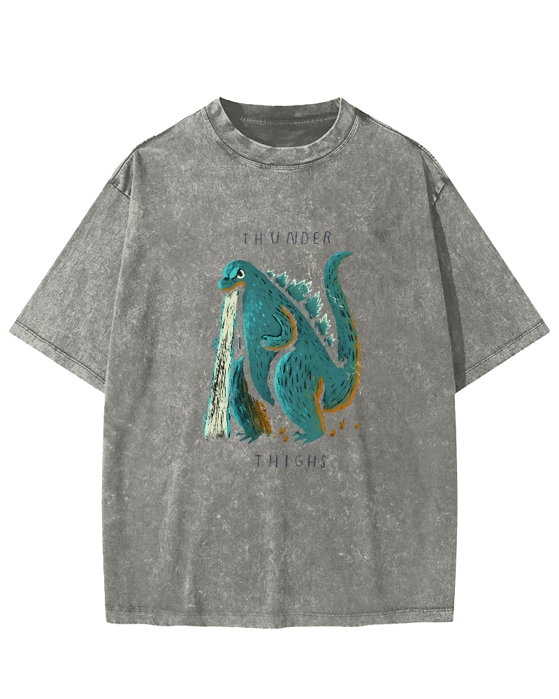 Japanese Monster Pattern Vintage Distressed T-shirt-Zazasy