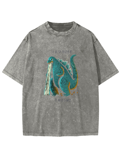 Japanese Monster Pattern Vintage Distressed T-shirt-Zazasy