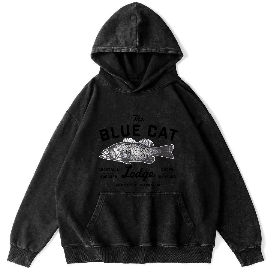 Japanese Seafood Market Pattern Vintage Distressed Hoodie-Zazasy