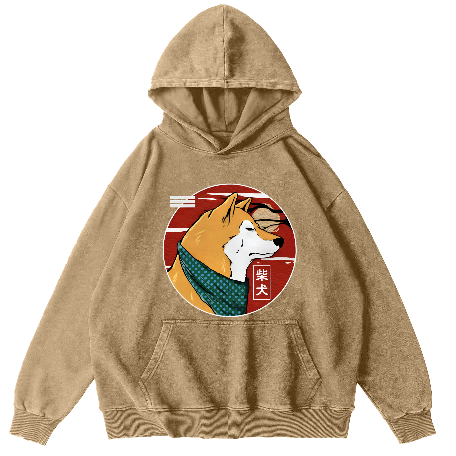 Cute Shiba Inu Vintage Distressed Hoodie-Zazasy