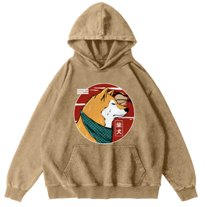 Cute Shiba Inu Vintage Distressed Hoodie-Zazasy