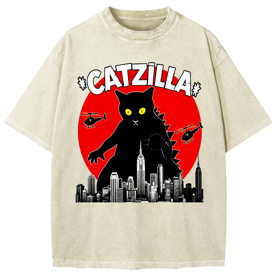 Black CatZilla Vintage Washed T-shirt