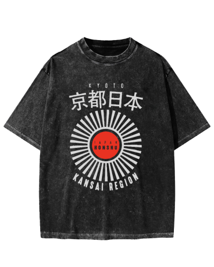 Kyoto, Japan Vintage Washed T-shirt-Zazasy