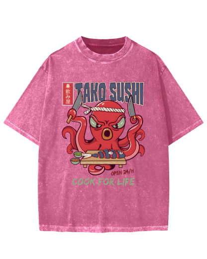 Tako Sushi Octopus Vintage Washed T-shirt