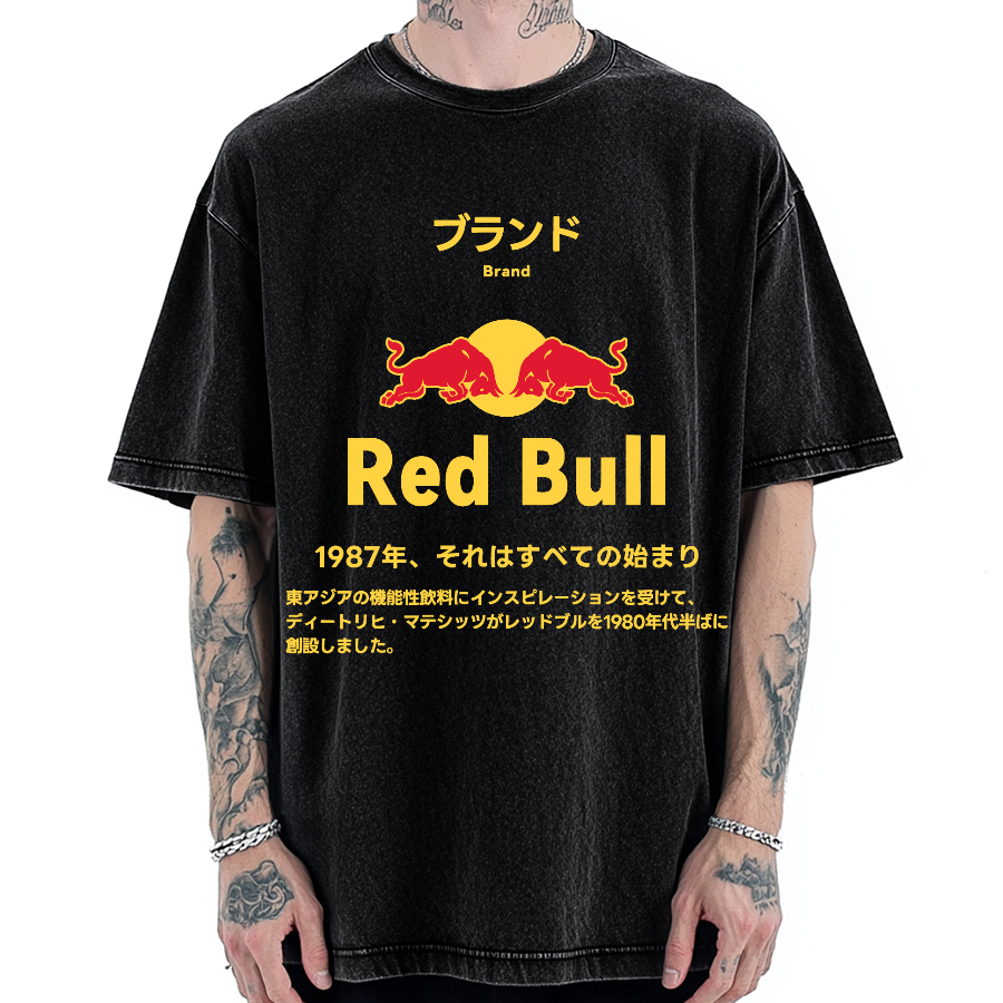 Red Bull Vintage Wash Japanese Design Vintage Washed T-shirt