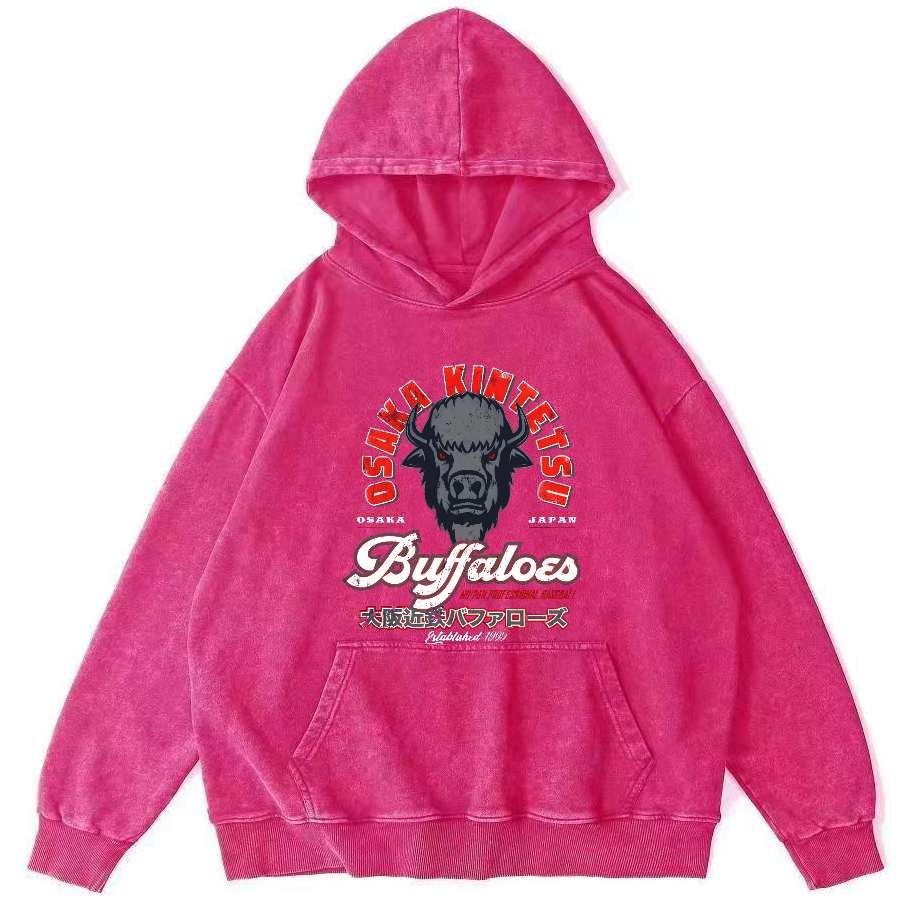 Osaka Kintetsu Buffaloed Vintage Washed Hoodie-Zazasy