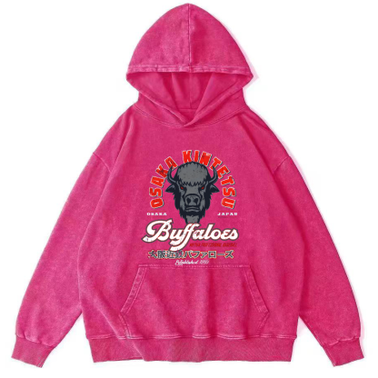 Osaka Kintetsu Buffaloed Vintage Washed Hoodie-Zazasy