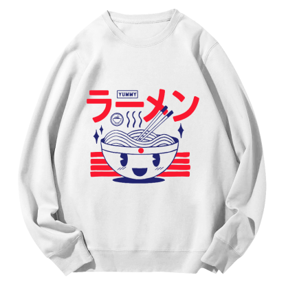 Japanese Lamian Noodles Round Neck Sweatshirt-Zazasy