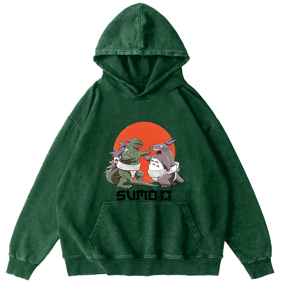 Cartoon Monster Japanese Style Vintage Distressed Hoodie-Zazasy