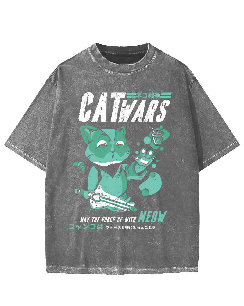 Cat Wars Vintage Washed T-shirt