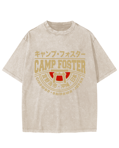 Japanese Okinawa Retro Vintage Washed T-shirt-Zazasy