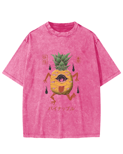 Funny Fruit Pineapple Japanese Style Vintage Distressed T-shirt-Zazasy