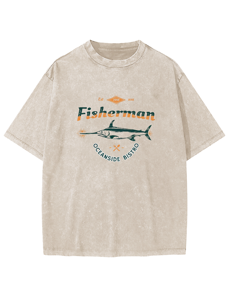 Swordfish Japanese Style Vintage Distressed T-shirt-Zazasy