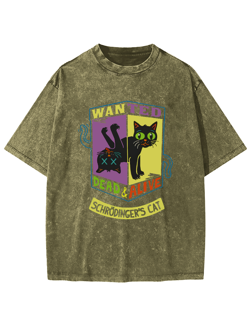 Schrodingers Cat Vintage Washed T-shirt-Zazasy