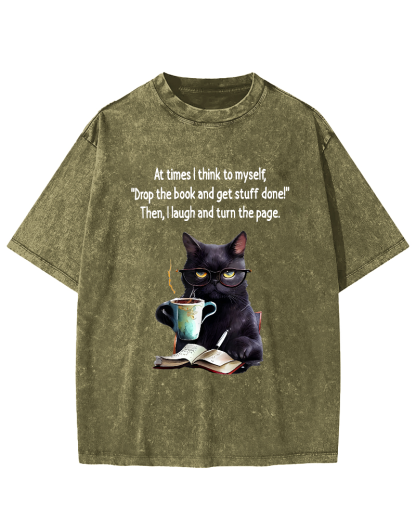 At Times I Think To Myself Drop The Book And Get Stuff Done Vintage Distressed T-shirt-Zazasy