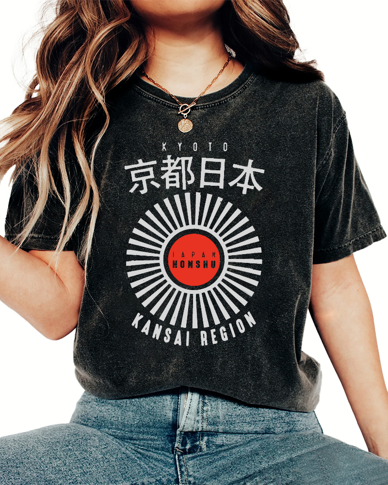 Kyoto, Japan Vintage Washed T-shirt-Zazasy