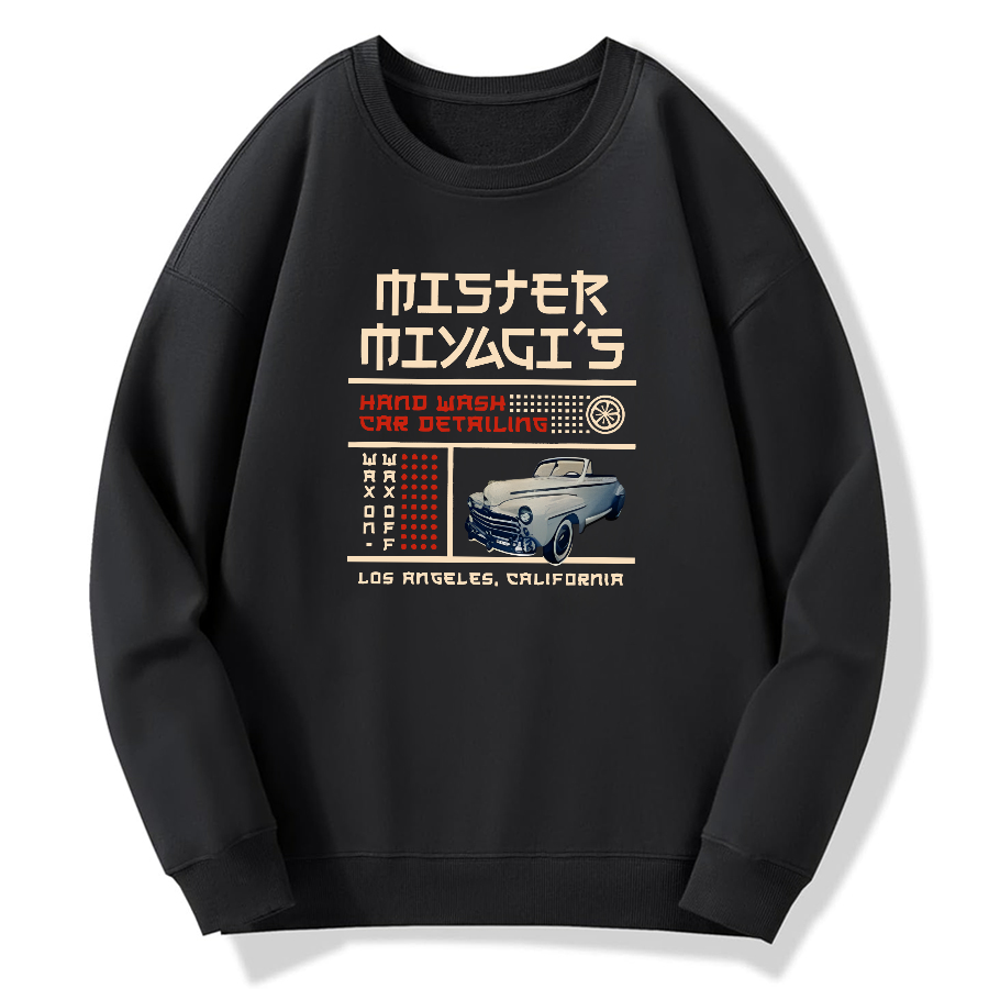Japanese retro Chinese character locomotive Cotton Pullover Sweatshirt