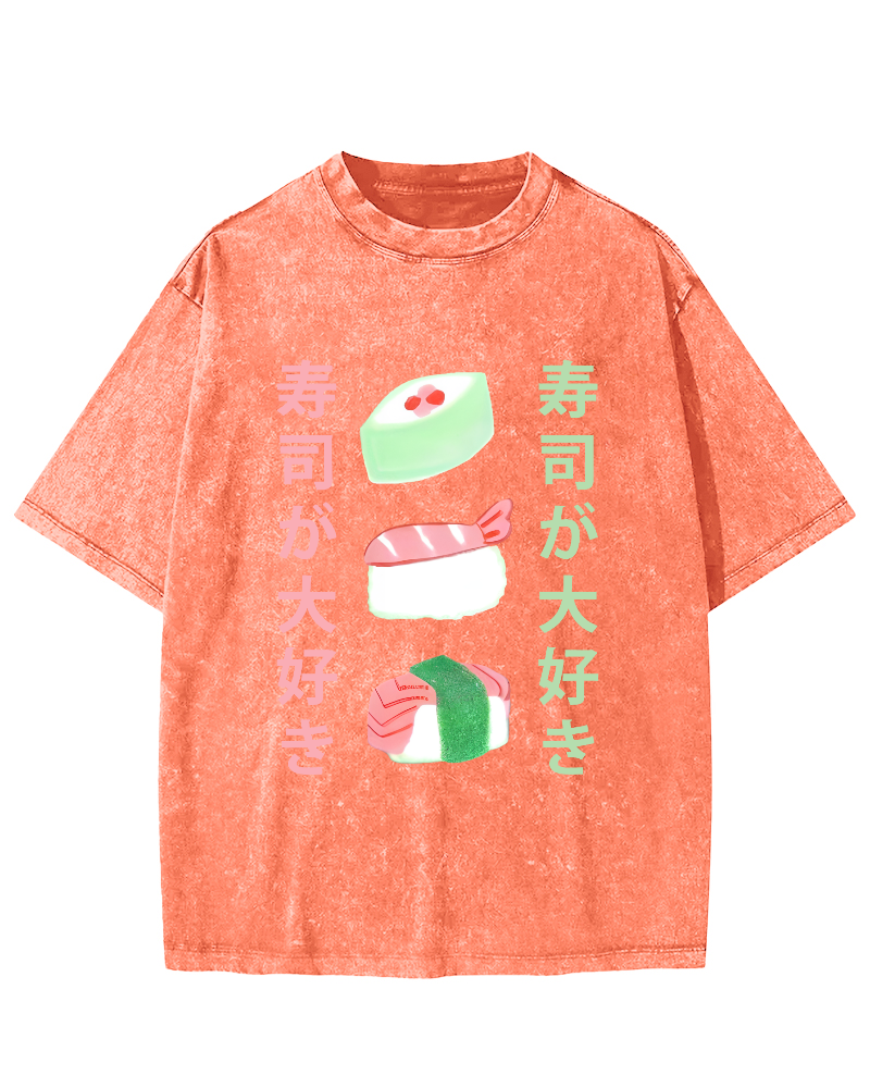 Delicious Sushi in Japan Vintage Washed T-shirt-Zazasy