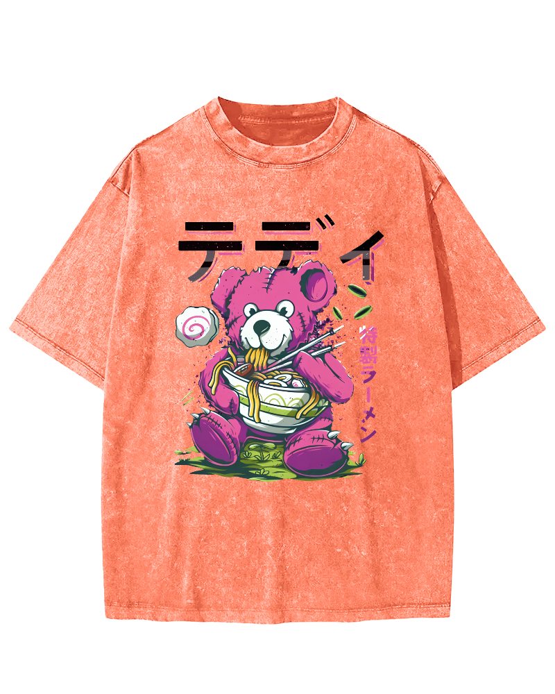 Bear Japan, who likes Lamian Noodles Vintage Washed T-shirt-Zazasy