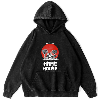 Beach Cottage Japanese Style Vintage Distressed Hoodie-Zazasy